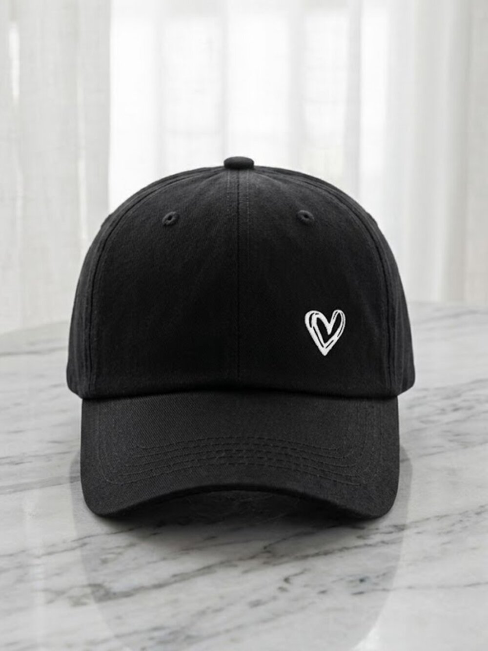 Black Ladies Heart Hat Cap